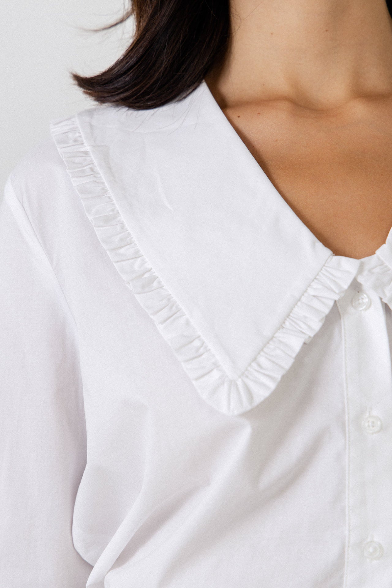 ENGLISH FACTORY - Ruffled Detail Collar Shirt - TOPS available at Objectrare