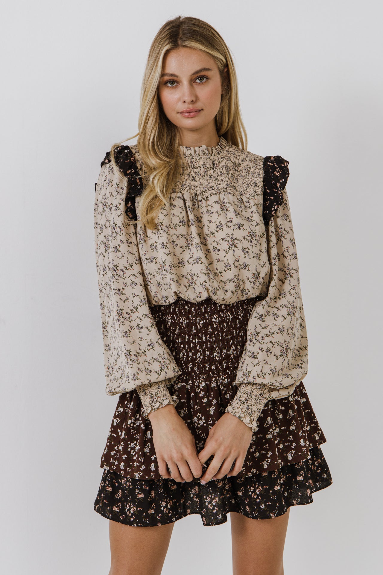 FREE THE ROSES - Floral Multi Color Mini Dress - DRESSES available at Objectrare