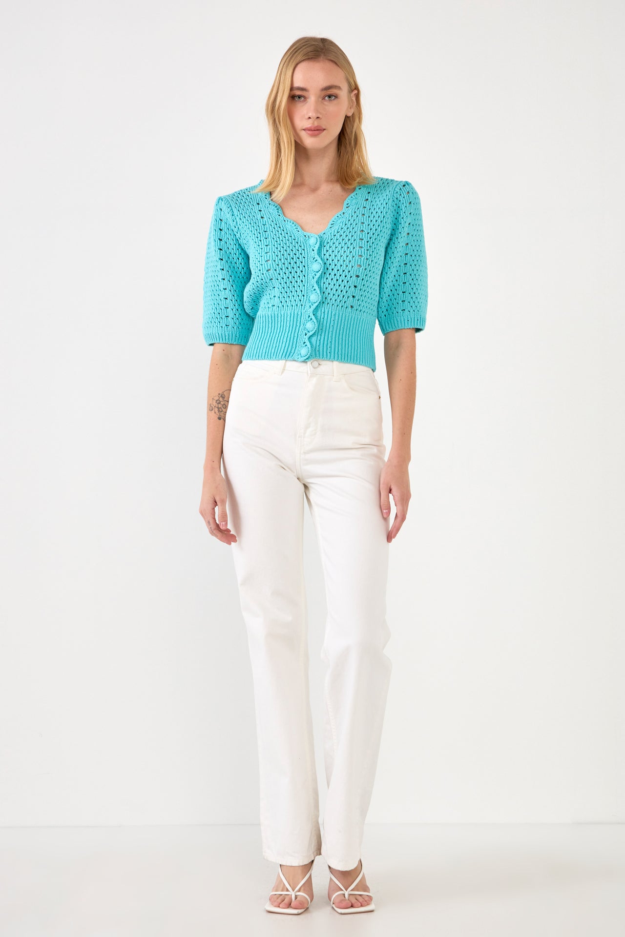 ENGLISH FACTORY - English Factory - Crochet Cropped Cardigan - CARDIGANS available at Objectrare
