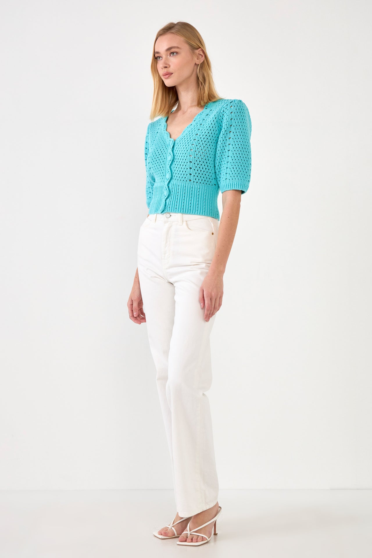 ENGLISH FACTORY - English Factory - Crochet Cropped Cardigan - CARDIGANS available at Objectrare