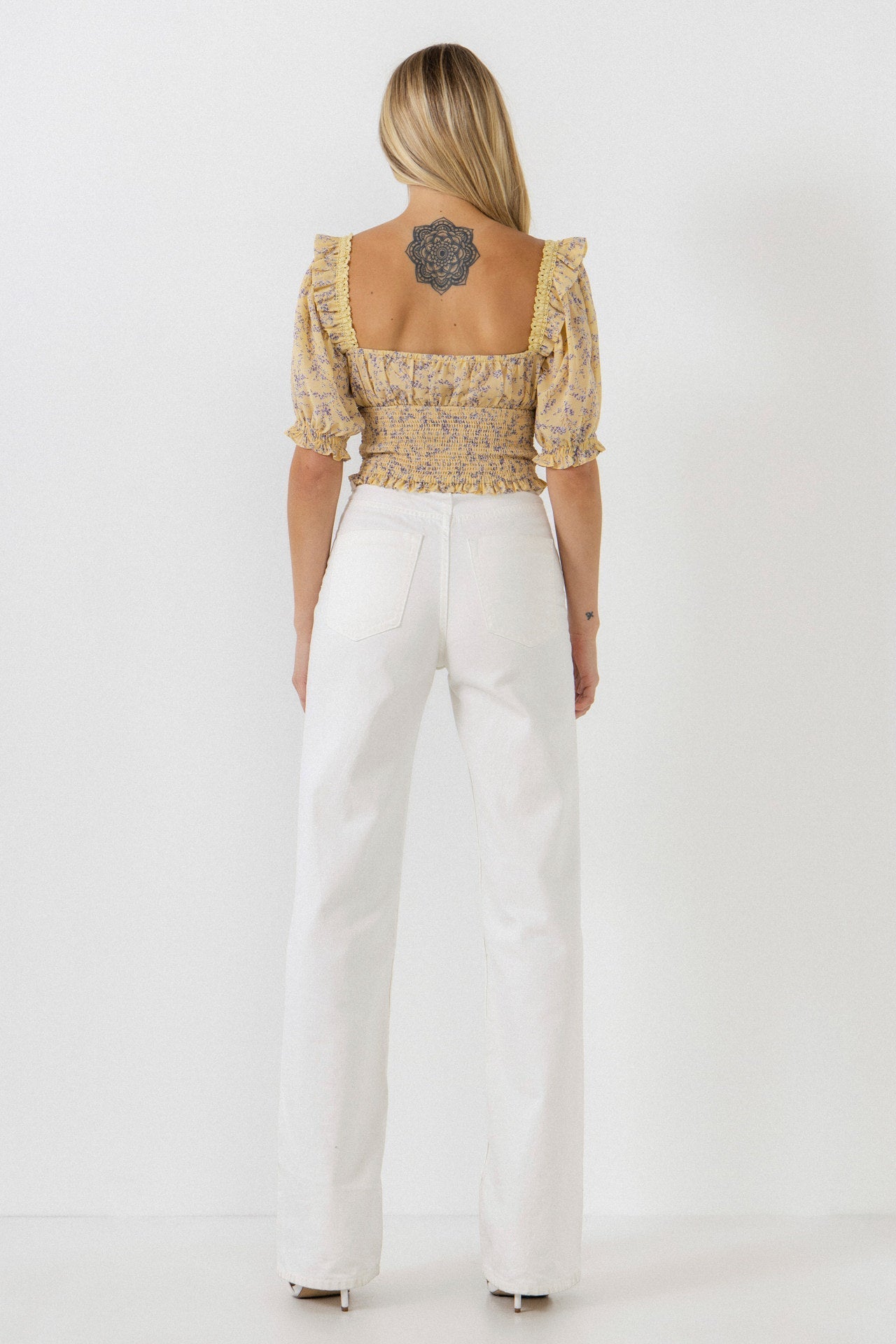 ENDLESS ROSE - Floral Chiffon Lace Trim Top - TOPS available at Objectrare