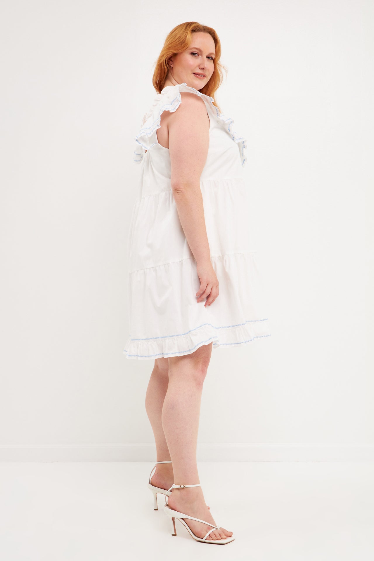 ENGLISH FACTORY - Contrast Embroidery Ruffled Mini Dress - DRESSES available at Objectrare