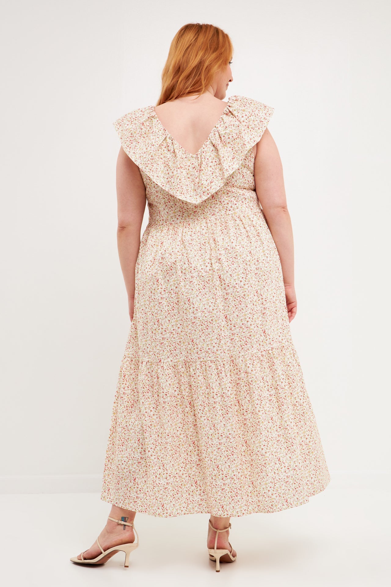 ENGLISH FACTORY - Floral Ruffled Midi Dress Plus Size - DRESSES available at Objectrare