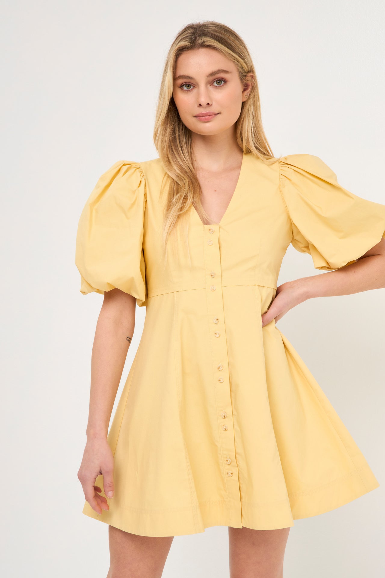 ENDLESS ROSE - Buttons Detail Mini Dress - DRESSES available at Objectrare