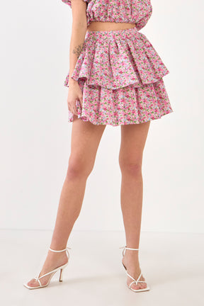 FREE THE ROSES - Floral Tiered Mini Skirt - SKIRTS available at Objectrare