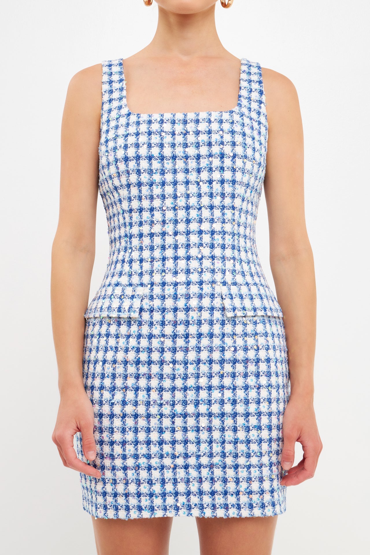 ENDLESS ROSE - Sequins with Tweed Mini Dress - DRESSES available at Objectrare