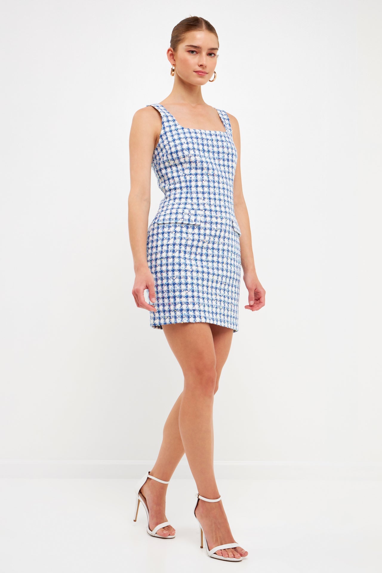 ENDLESS ROSE - Sequins with Tweed Mini Dress - DRESSES available at Objectrare