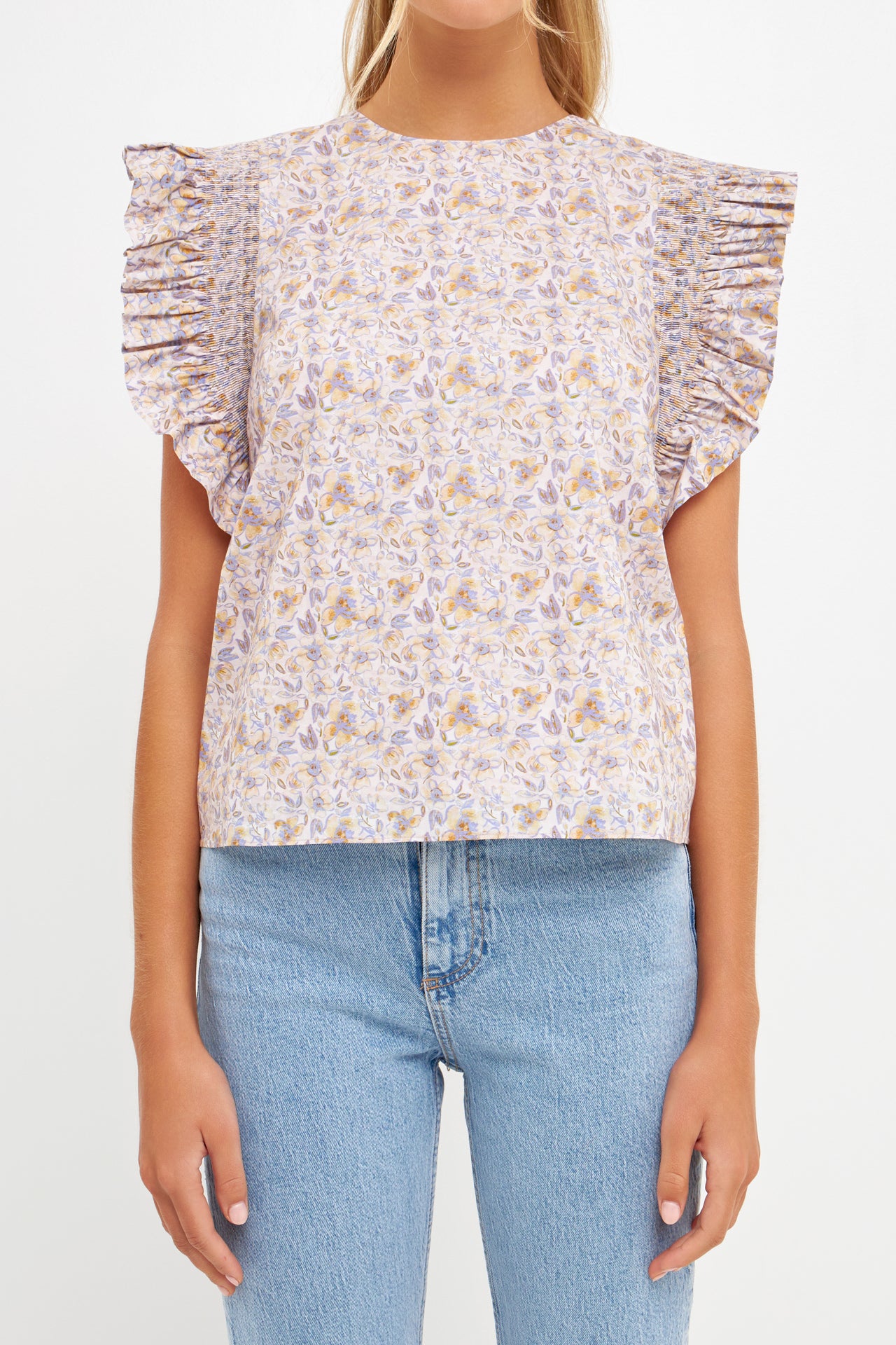 ENGLISH FACTORY - Floral Ruffle Detail Woven Top - TOPS available at Objectrare