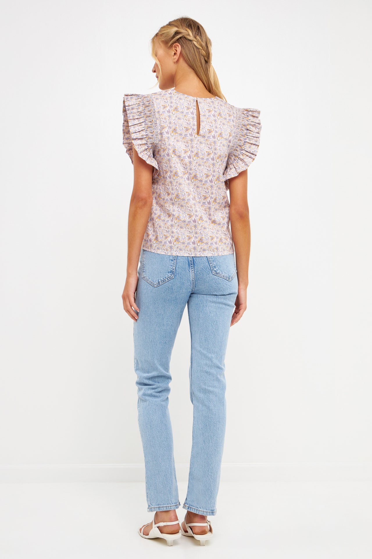 ENGLISH FACTORY - Floral Ruffle Detail Woven Top - TOPS available at Objectrare