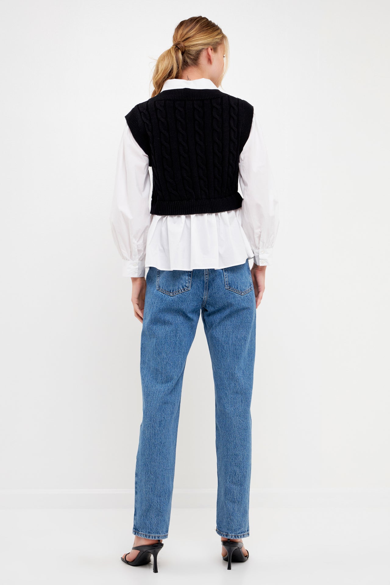 ENGLISH FACTORY - Mixed Media Sweater Vest Top - SWEATERS & KNITS available at Objectrare