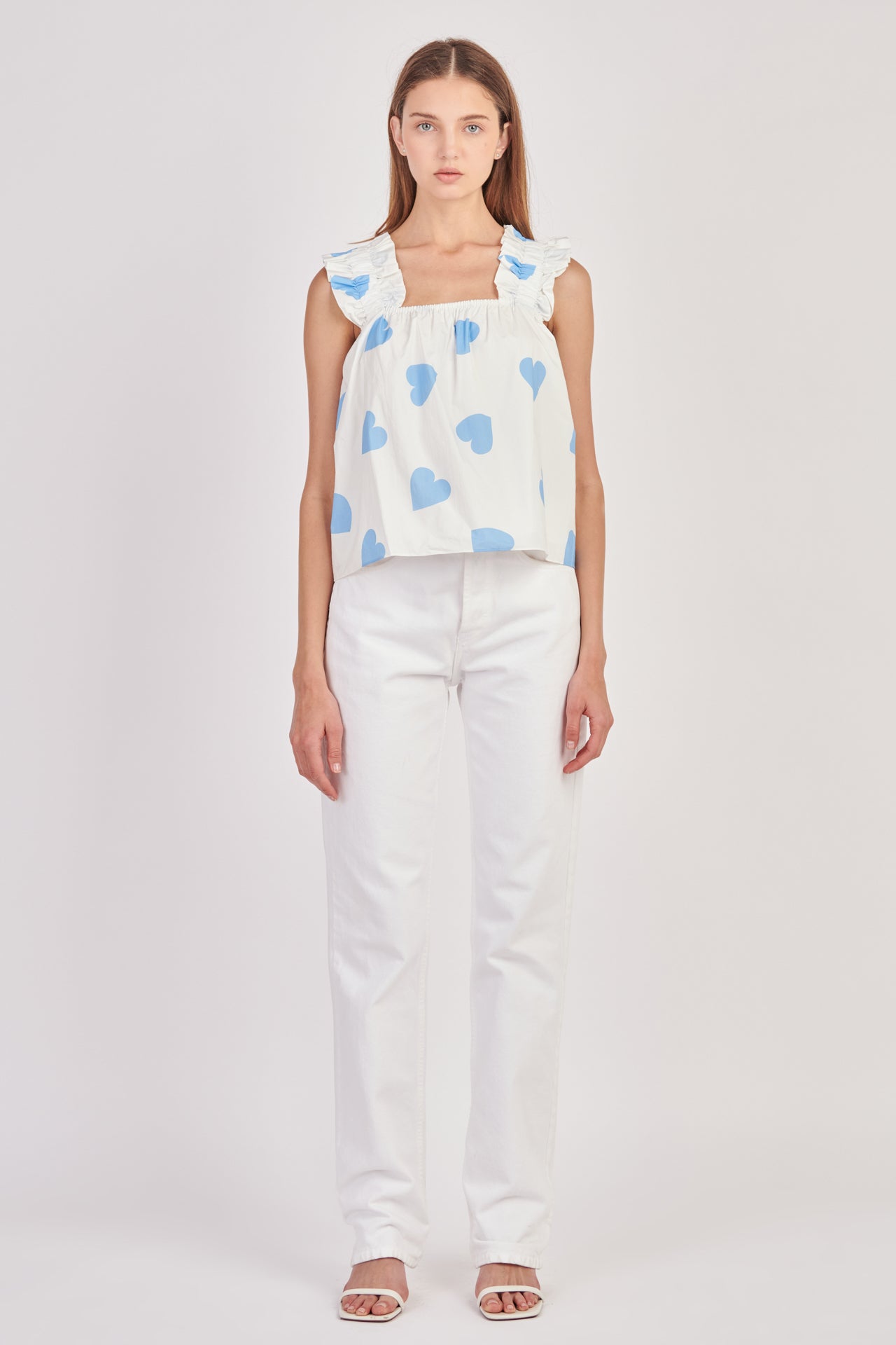 ENGLISH FACTORY - Heart Shape Ruffled Strap Top - TOPS available at Objectrare