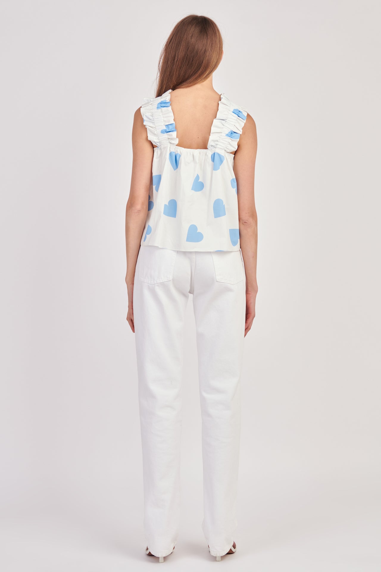 ENGLISH FACTORY - Heart Shape Ruffled Strap Top - TOPS available at Objectrare