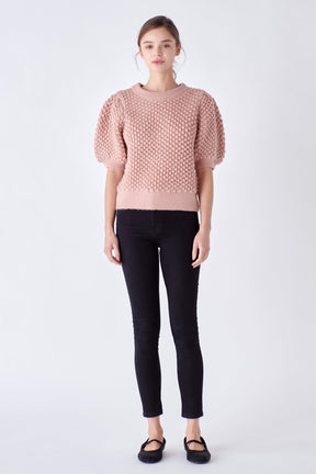 ENGLISH FACTORY - Textured Puff Sweater - SWEATERS & KNITS available at Objectrare
