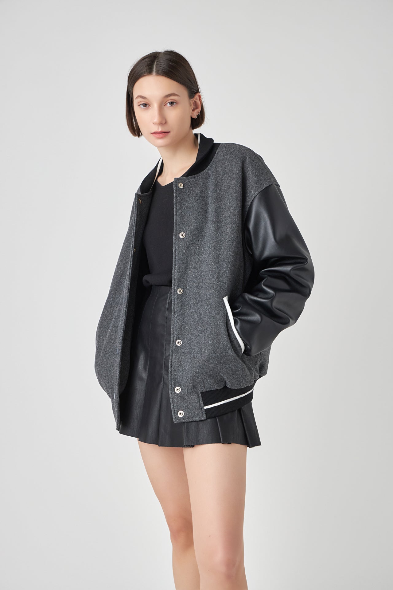 ENGLISH FACTORY - Mixed Media Bomber Jacket - JACKETS available at Objectrare