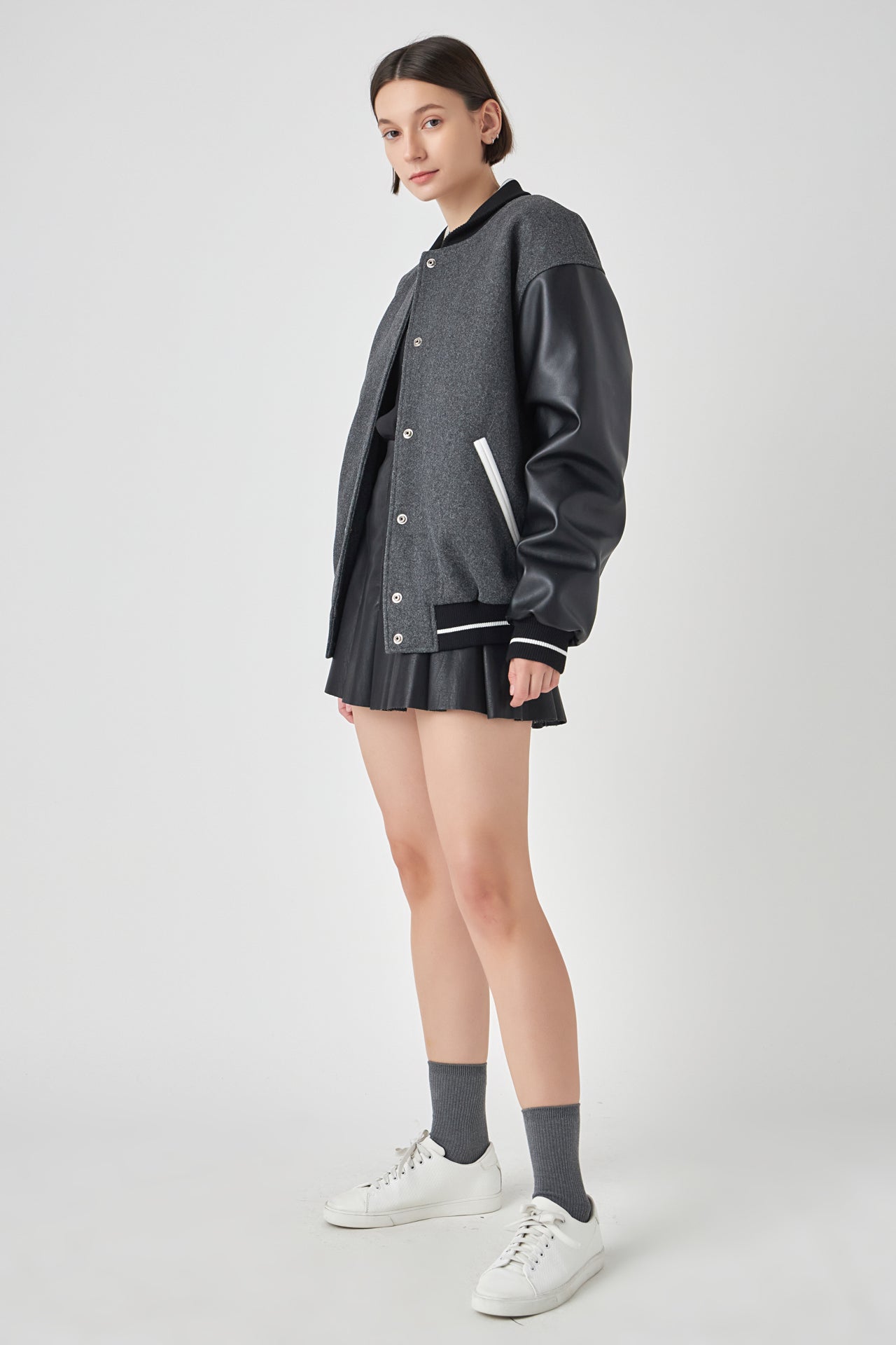 ENGLISH FACTORY - Mixed Media Bomber Jacket - JACKETS available at Objectrare
