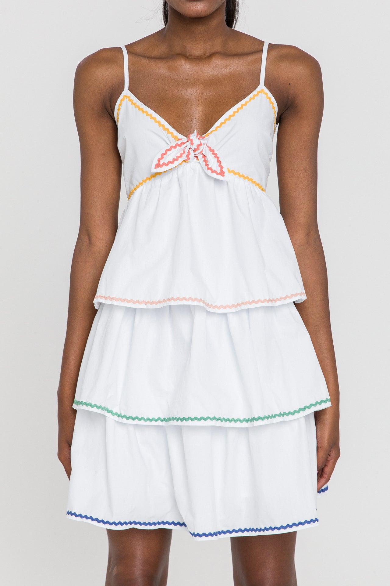 ENGLISH FACTORY - Color Block Wave Trim 3 Tiered Dress - DRESSES available at Objectrare