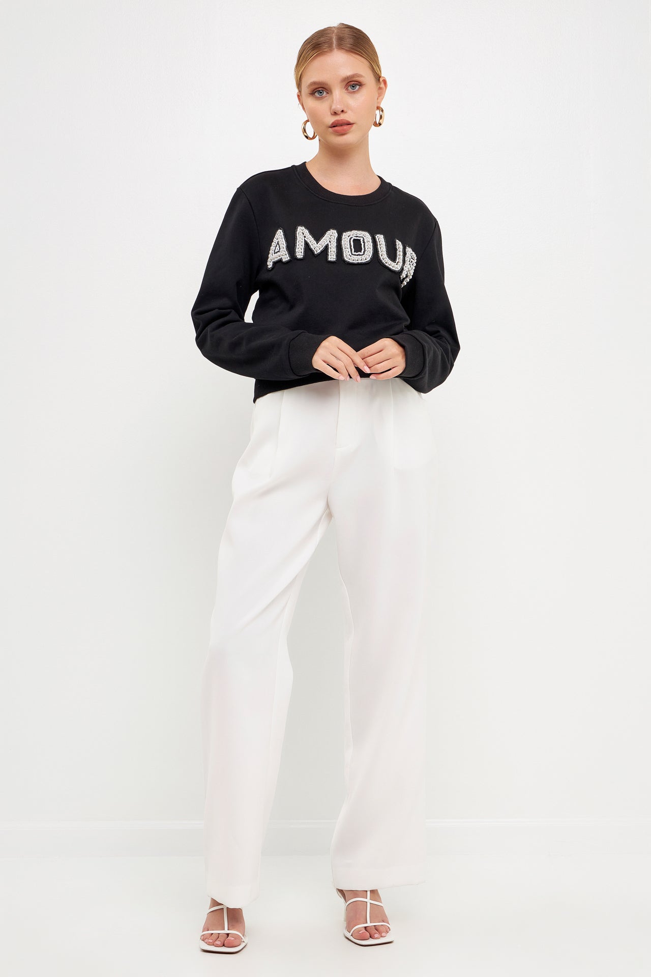 ENDLESS ROSE - Beaded Amour Sweatshirt - HOODIES & SWEATSHIRTS available at Objectrare