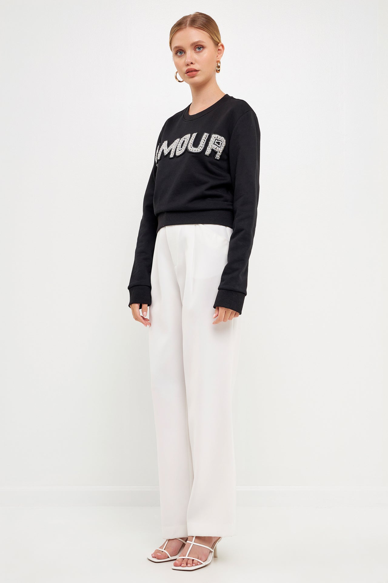 ENDLESS ROSE - Beaded Amour Sweatshirt - HOODIES & SWEATSHIRTS available at Objectrare