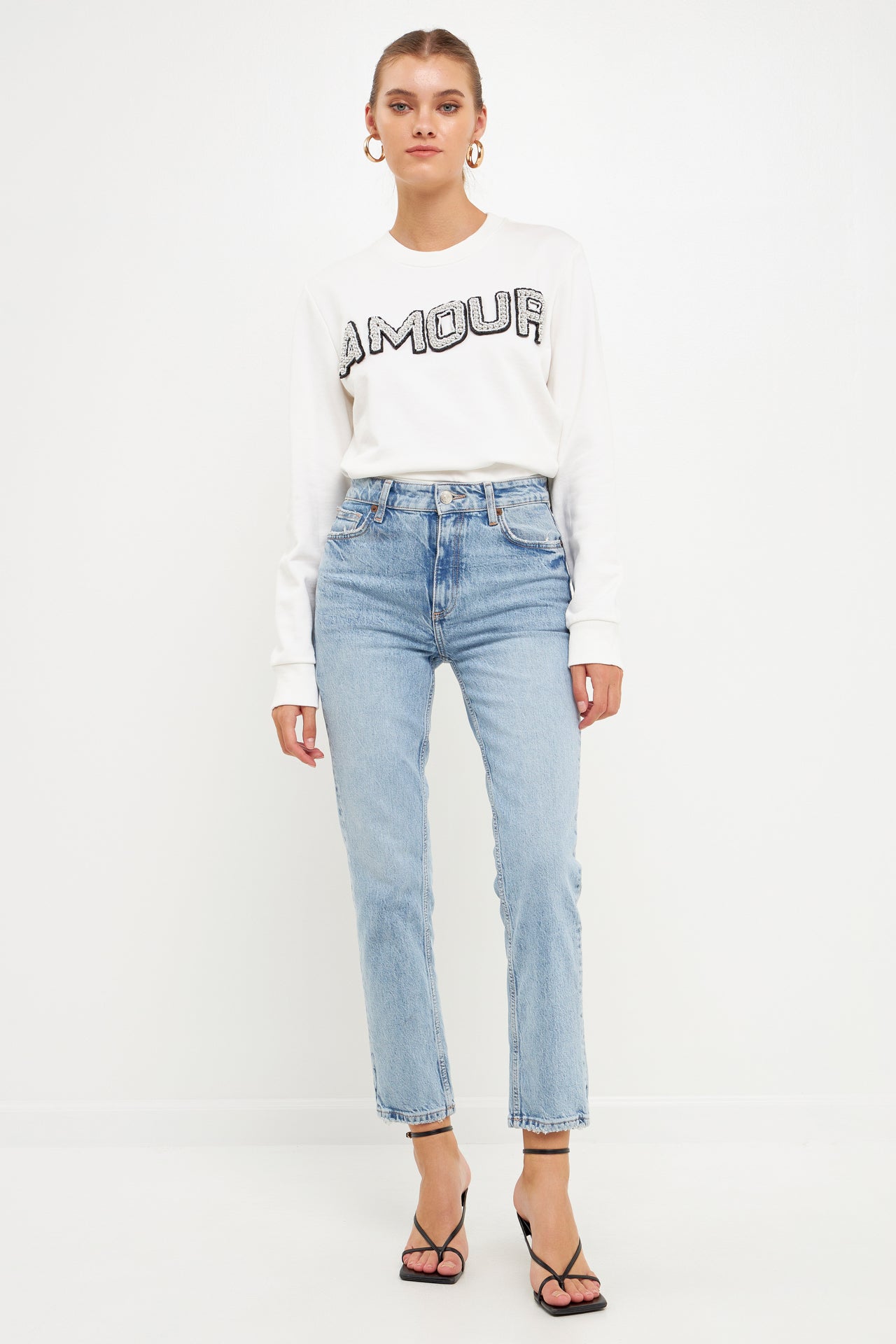 ENDLESS ROSE - Beaded Amour Sweatshirt - HOODIES & SWEATSHIRTS available at Objectrare
