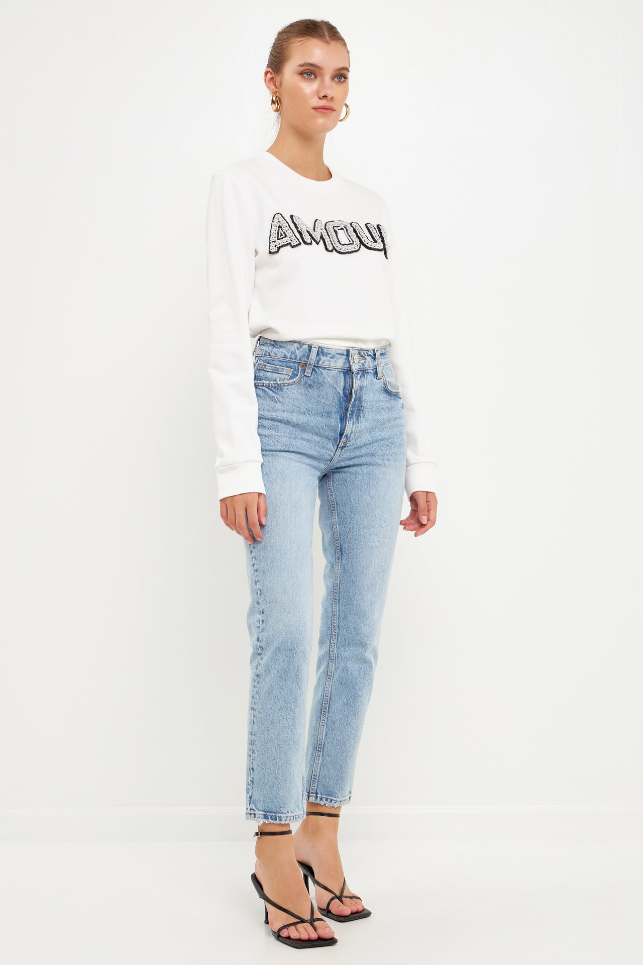 ENDLESS ROSE - Beaded Amour Sweatshirt - HOODIES & SWEATSHIRTS available at Objectrare