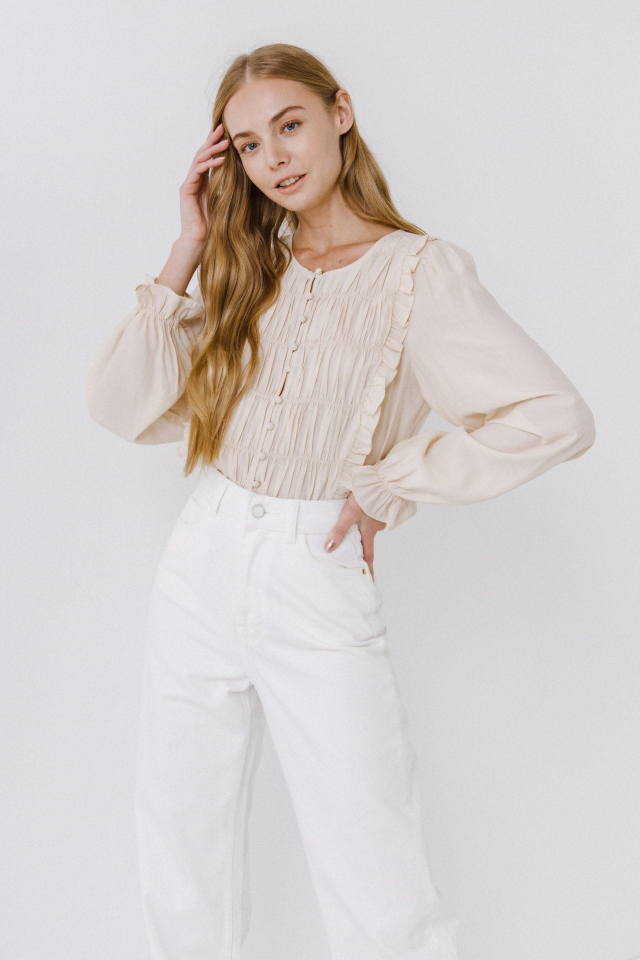 FREE THE ROSES - Ruching Detail Blouse - TOPS available at Objectrare