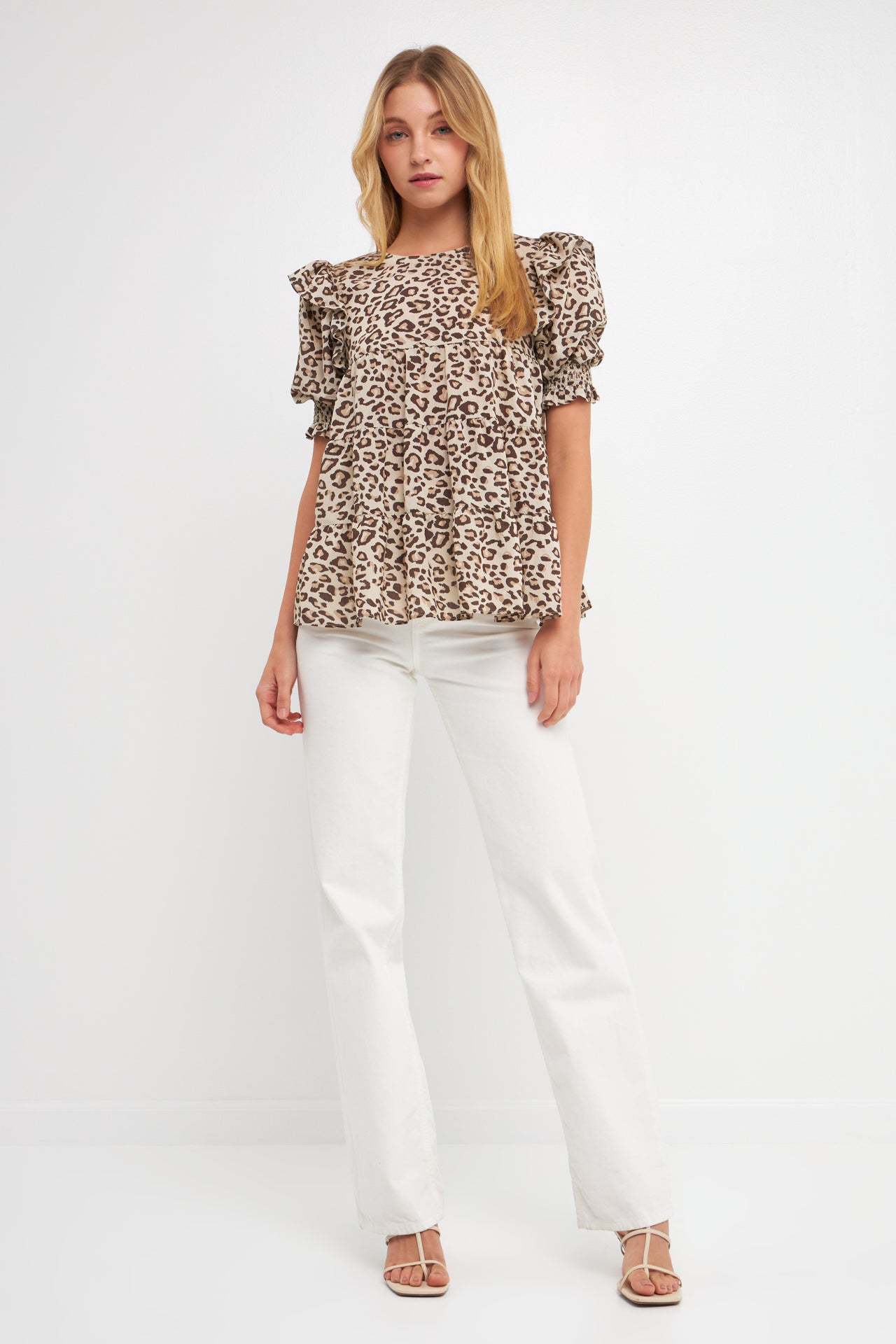 FREE THE ROSES - Animal Print Tiered Blouse - TOPS available at Objectrare