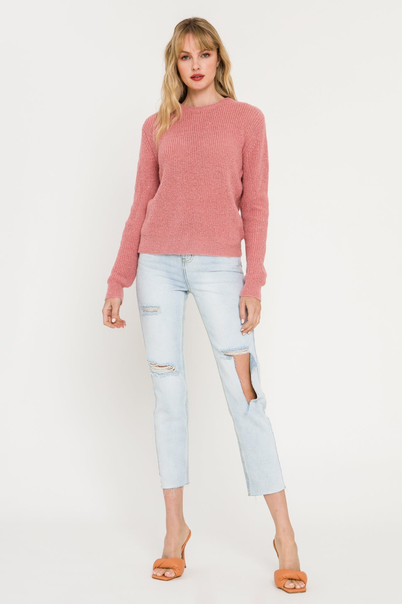 ENDLESS ROSE - Lurex Sweater with Sequins Sweater Top - SWEATERS & KNITS available at Objectrare