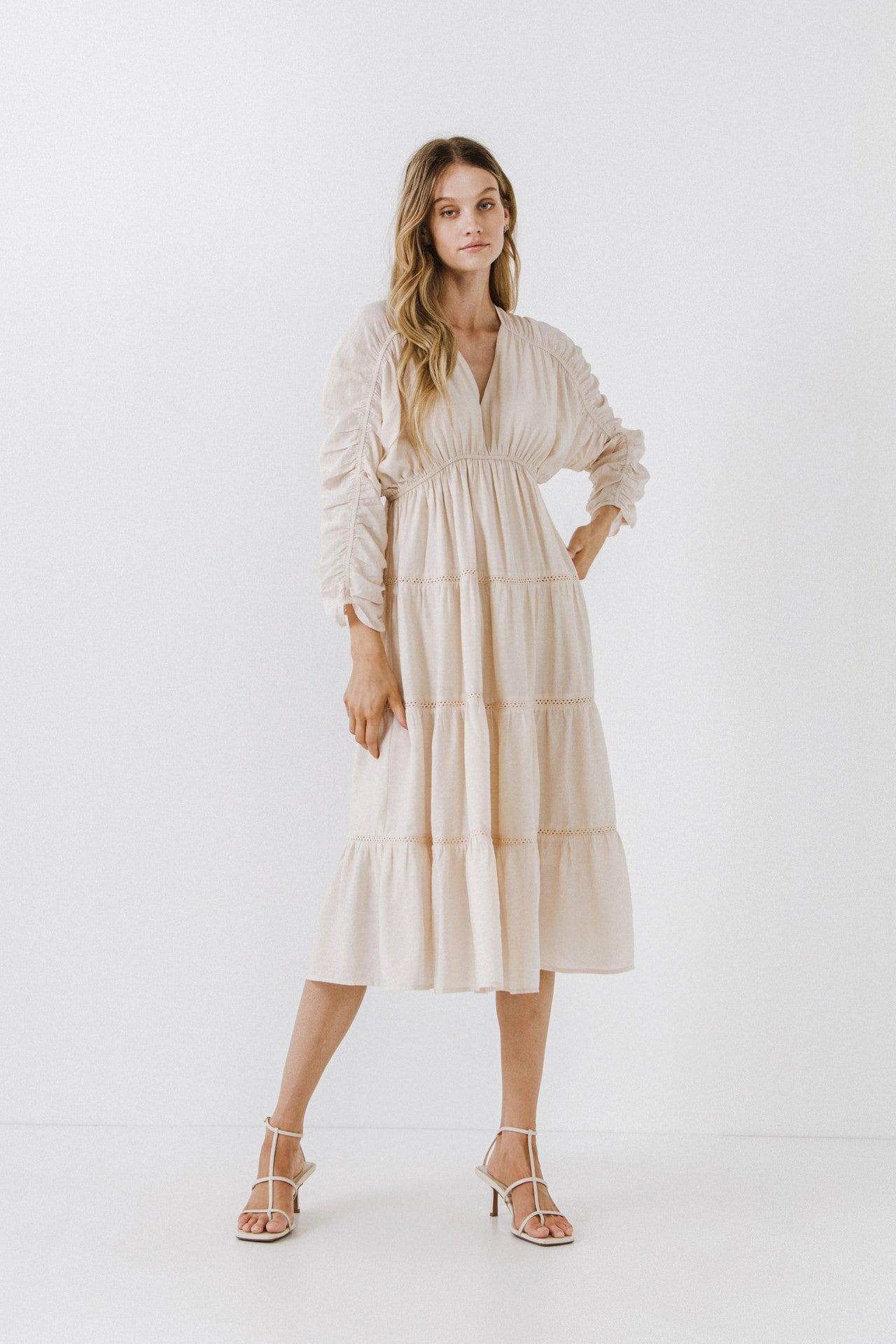 FREE THE ROSES - Shirring Detail Midi Dress - DRESSES available at Objectrare