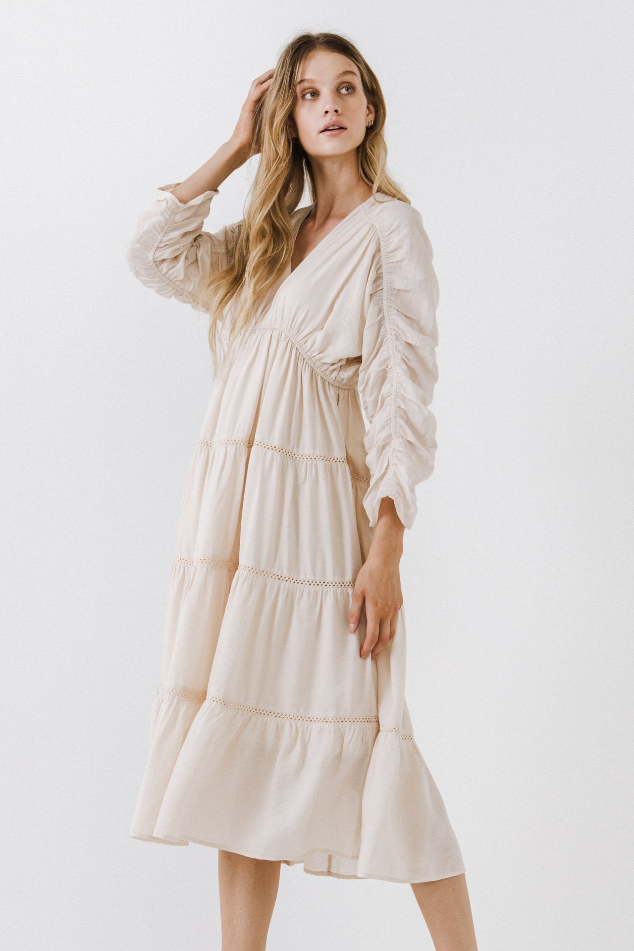 FREE THE ROSES - Shirring Detail Midi Dress - DRESSES available at Objectrare