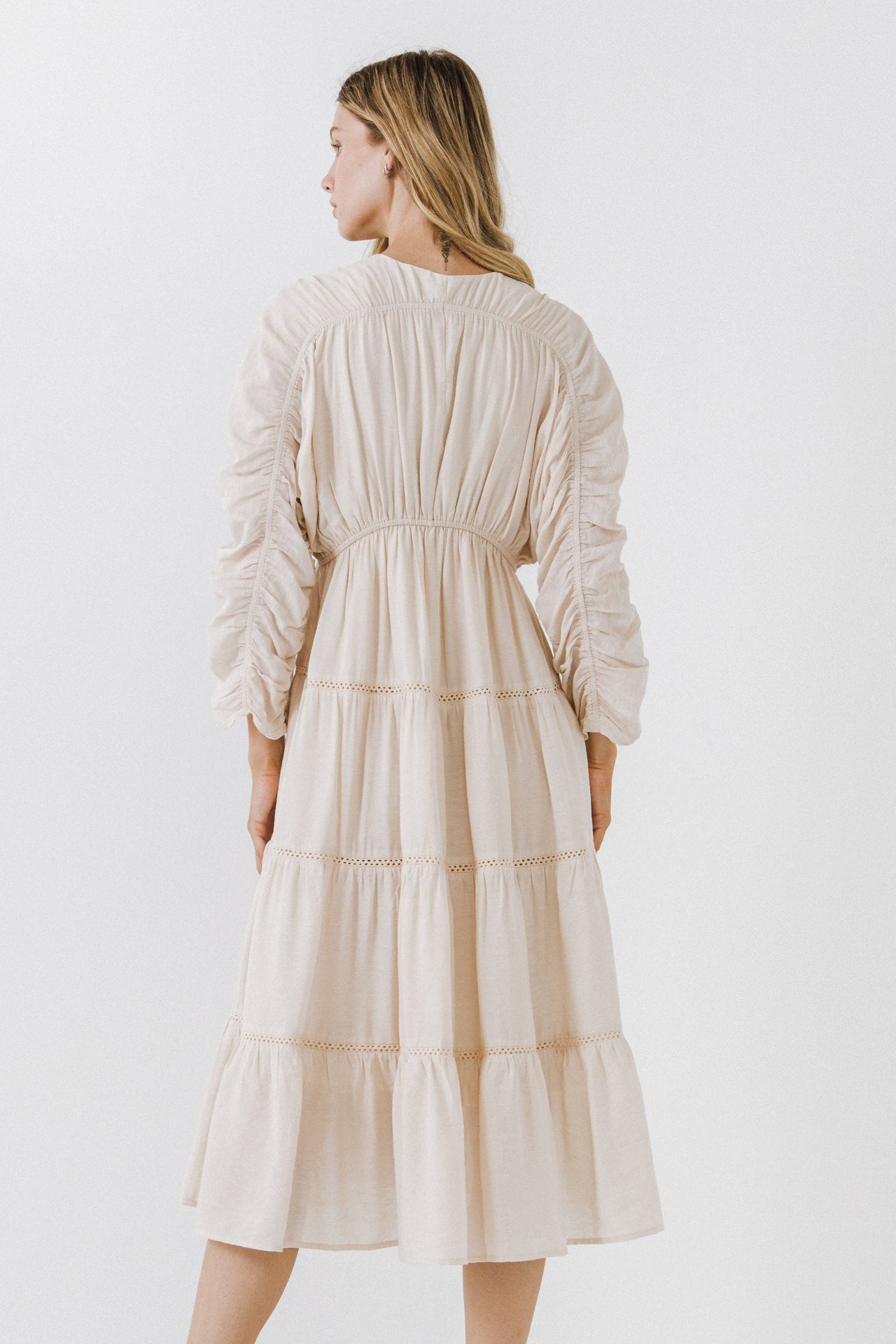 FREE THE ROSES - Shirring Detail Midi Dress - DRESSES available at Objectrare