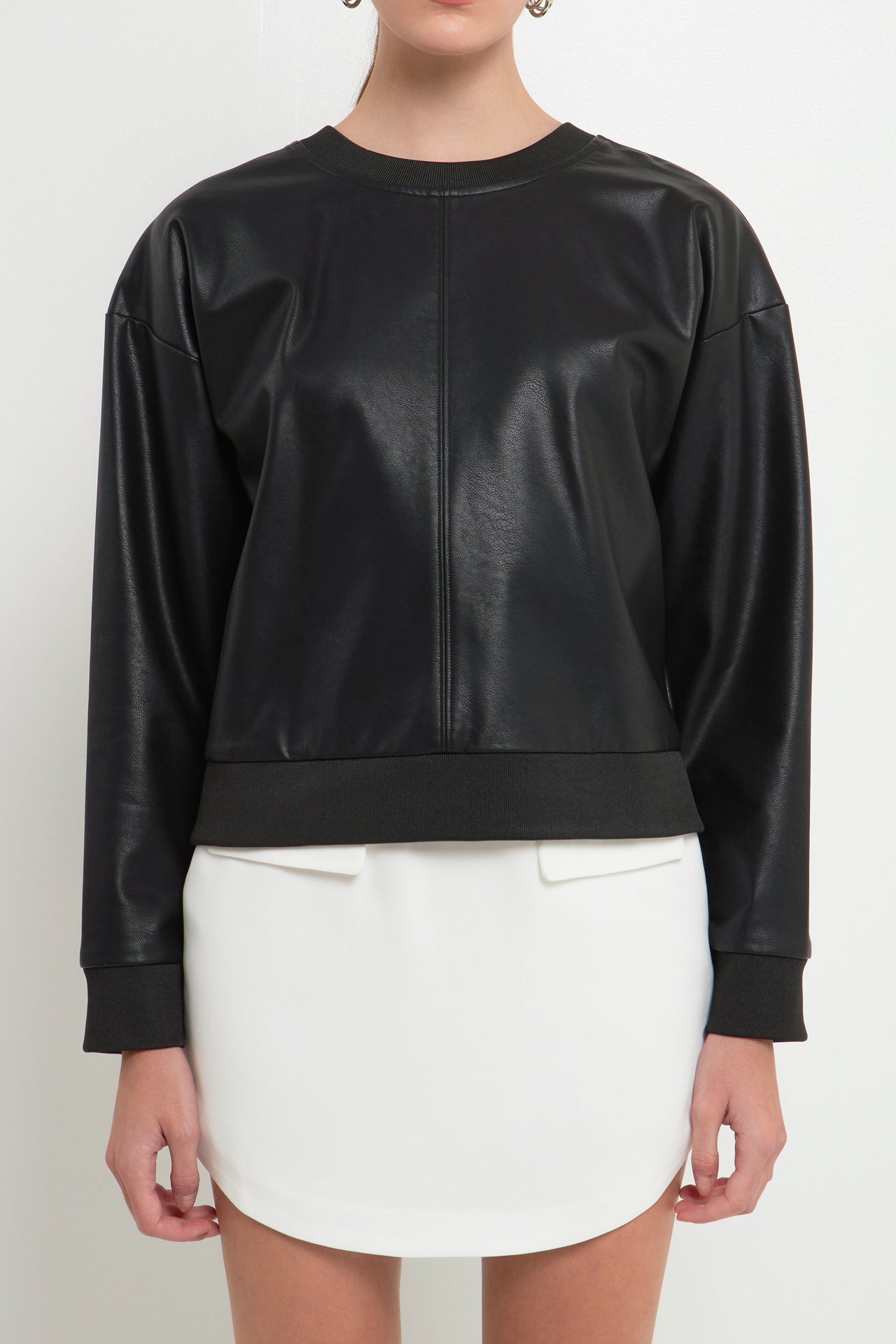 GREY LAB - Vegan Leather Sweatshirt - HOODIES & SWEATSHIRTS available at Objectrare