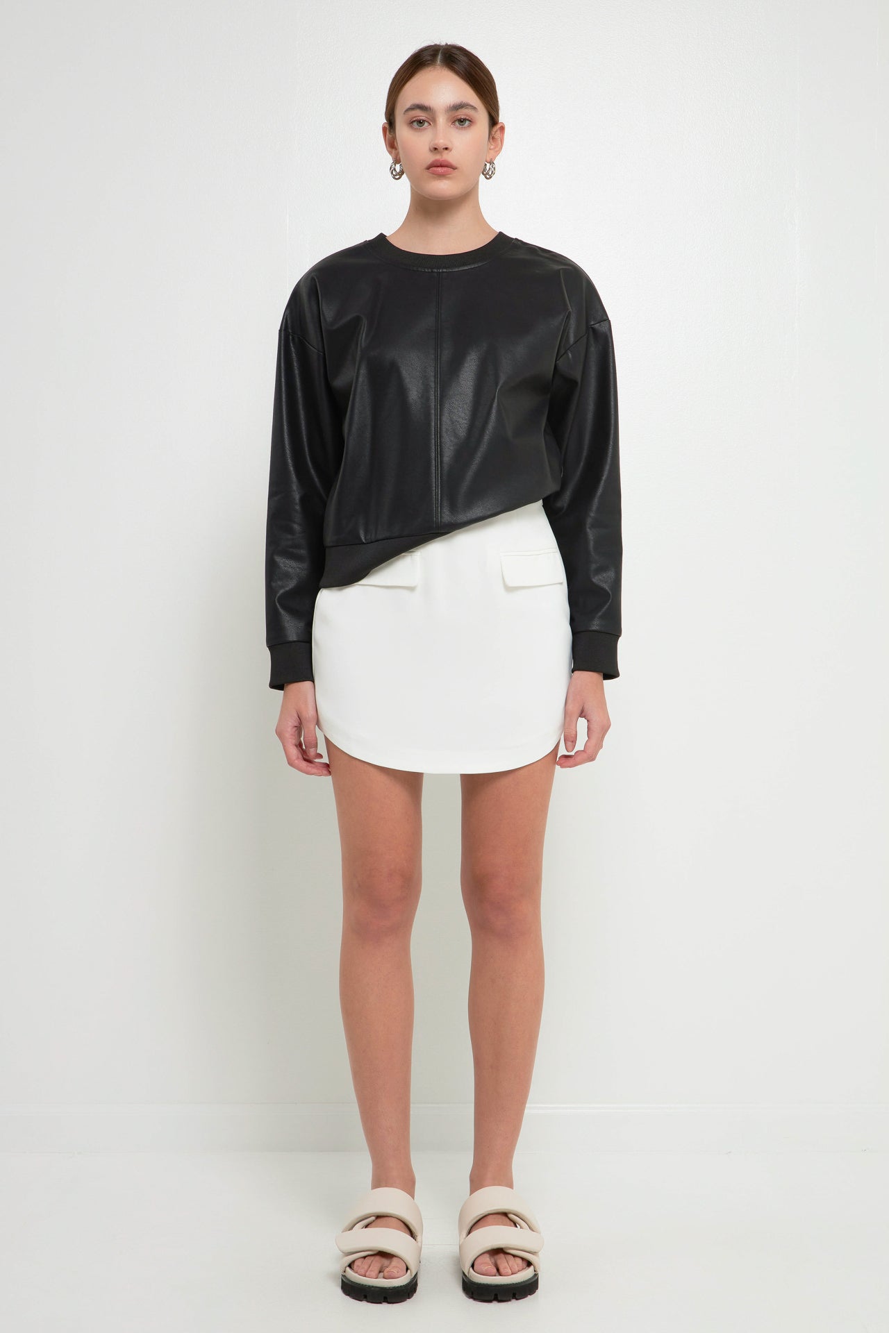 GREY LAB - Vegan Leather Sweatshirt - HOODIES & SWEATSHIRTS available at Objectrare