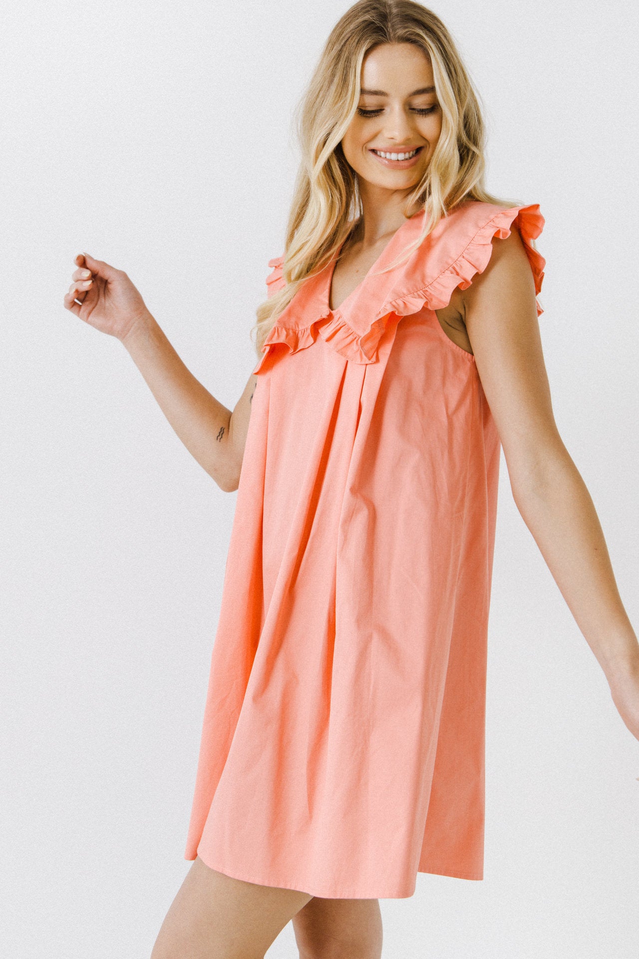 ENGLISH FACTORY - Wide Collar Detail Mini Dress - DRESSES available at Objectrare