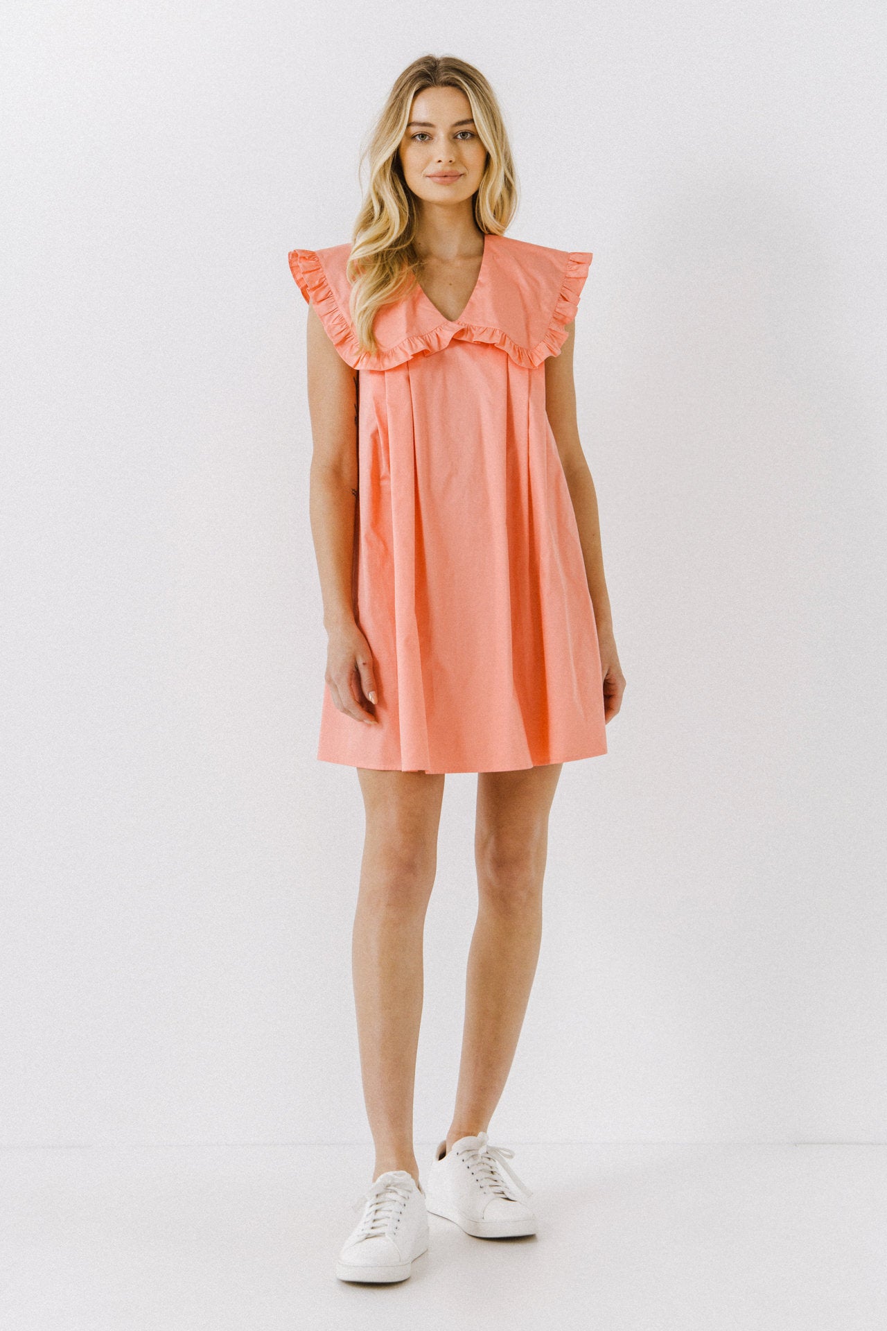 ENGLISH FACTORY - Wide Collar Detail Mini Dress - DRESSES available at Objectrare