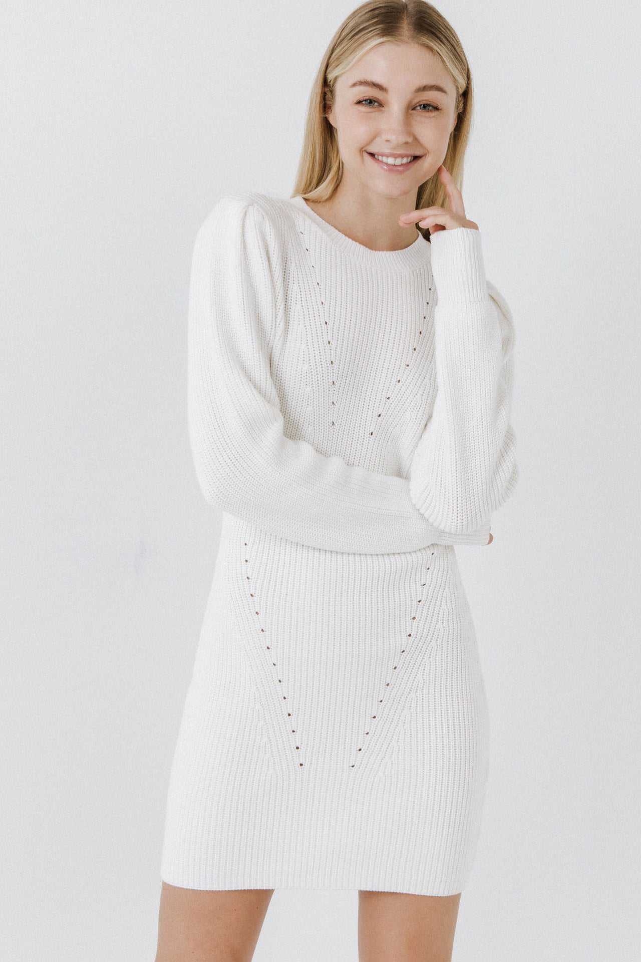 Ivory Sweater Dress - Mini Sweater Dress - Cable Knit Mini Dress