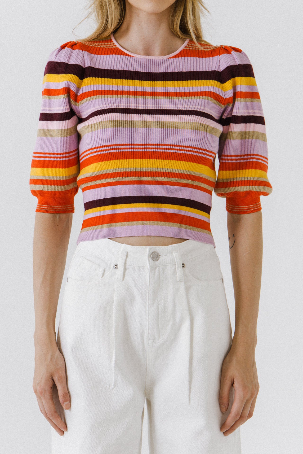 ENGLISH FACTORY - Stripe Knit Top - TOPS available at Objectrare