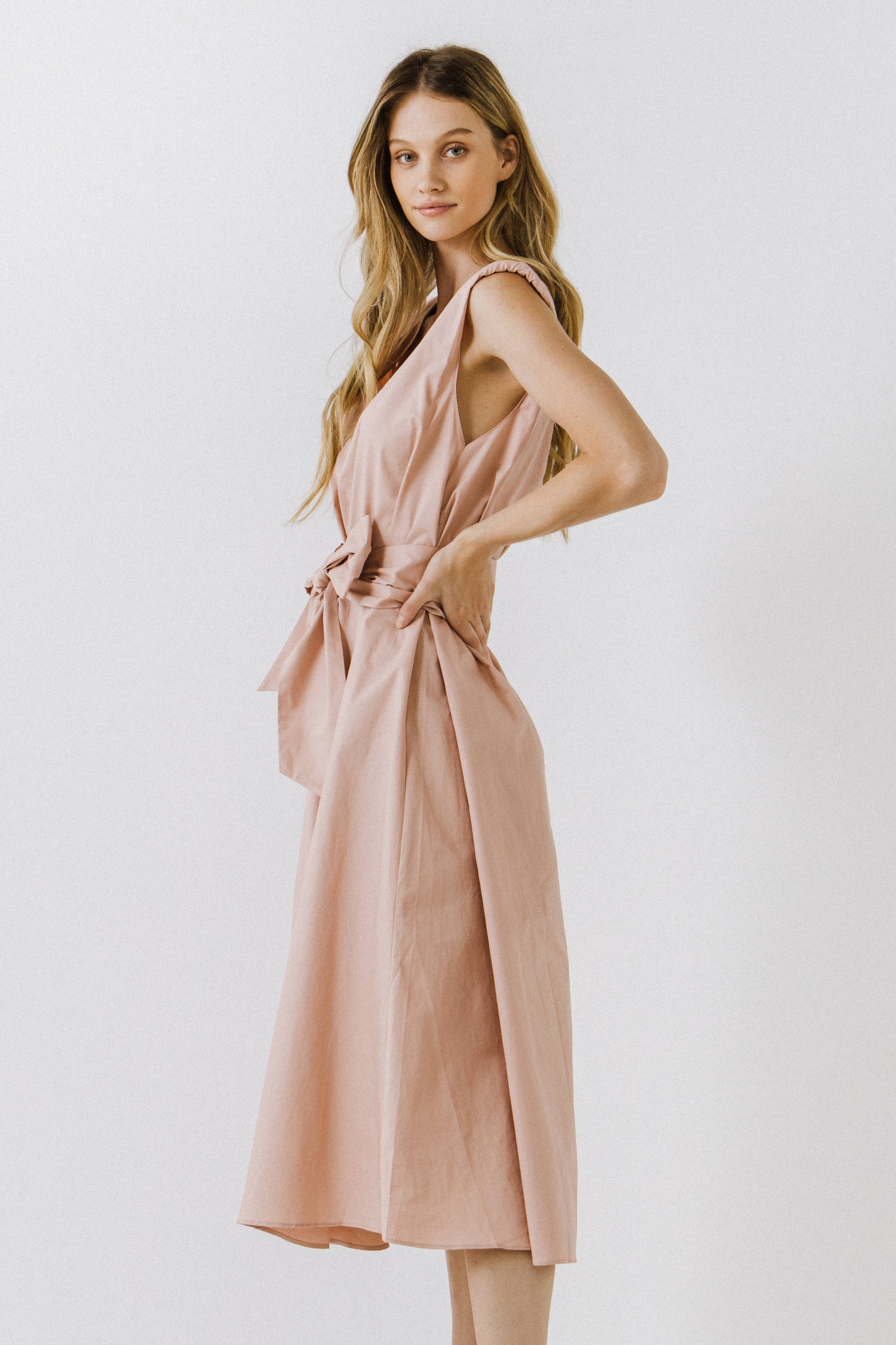 ENDLESS ROSE - V-neckline Sleeveless Midi Dress - DRESSES available at Objectrare