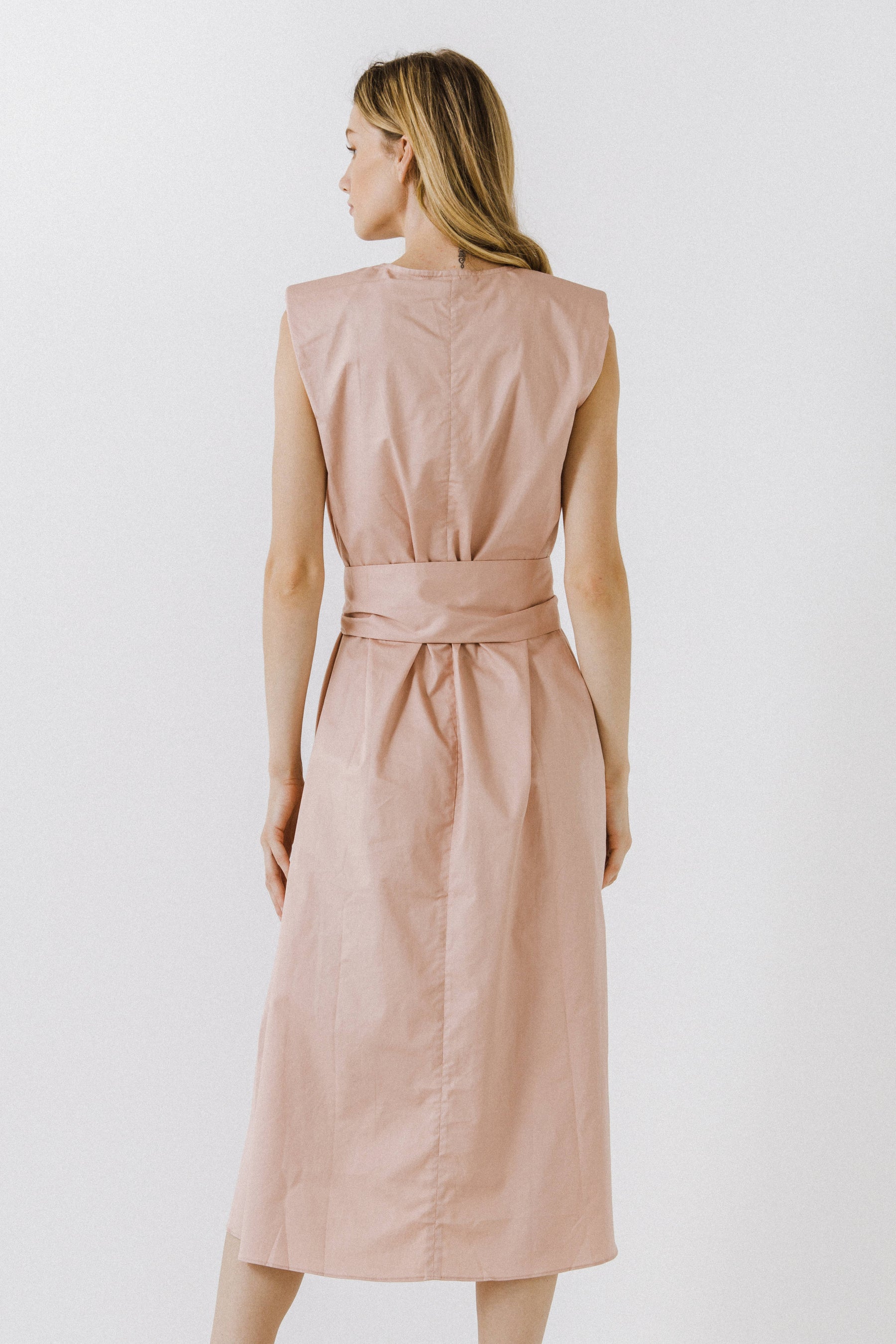 ENDLESS ROSE - V-neckline Sleeveless Midi Dress - DRESSES available at Objectrare