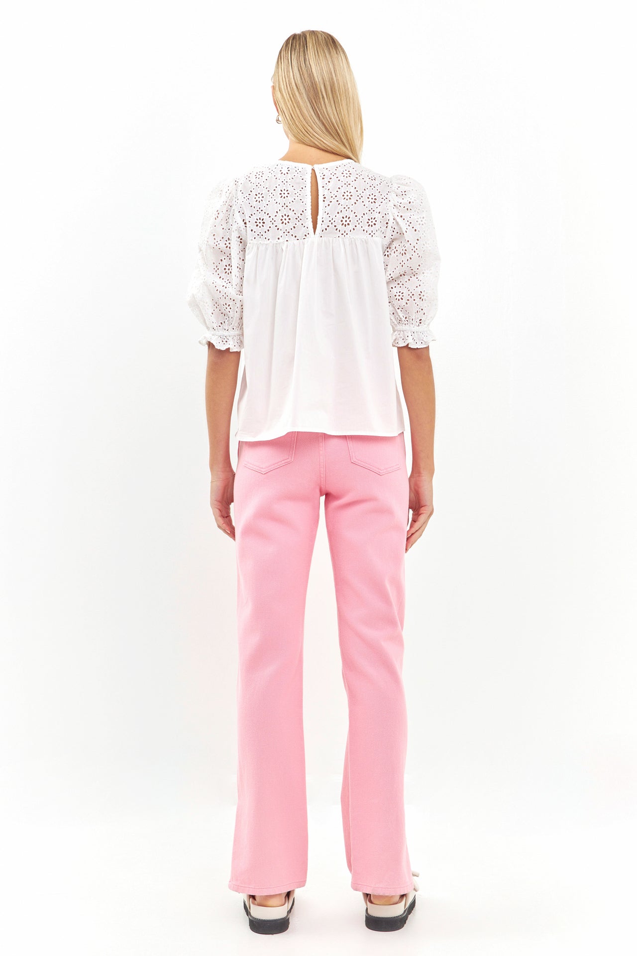 ENGLISH FACTORY - Eyelet Mix Media Top - TOPS available at Objectrare