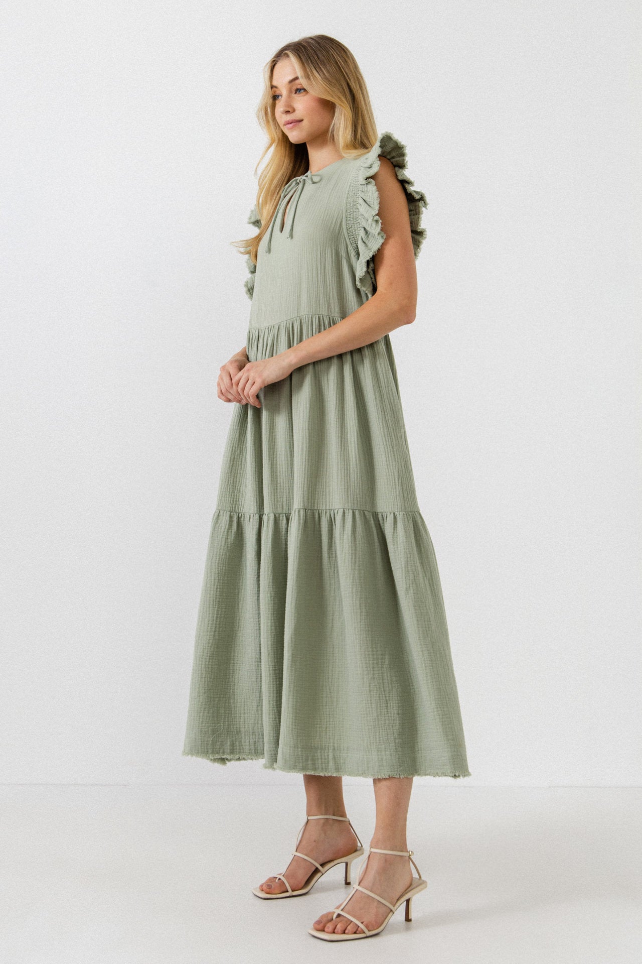 FREE THE ROSES - Ruffled Detail Maxi Dress - DRESSES available at Objectrare