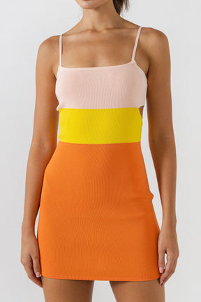 ENDLESS ROSE - Color Block Cut Out Mini Dress - DRESSES available at Objectrare