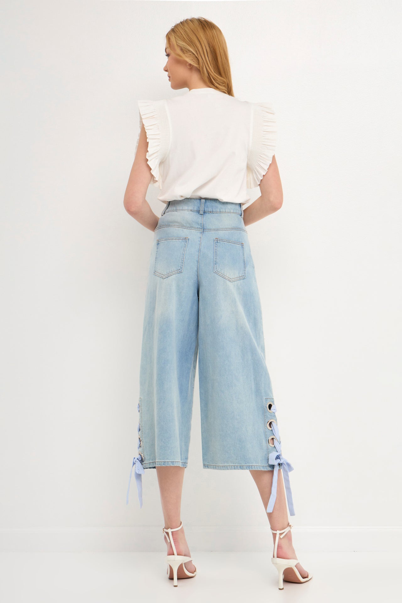 ENGLISH FACTORY - Tie Detail Denim Pants - PANTS available at Objectrare