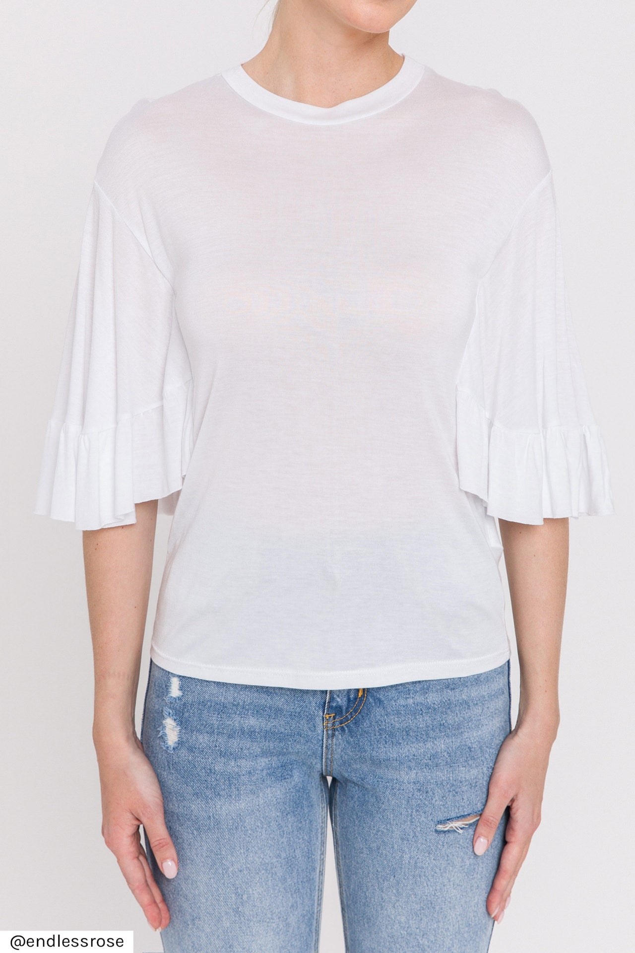 ENDLESS ROSE - Ruffled Bell Sleeve T-Shirt - TOPS available at Objectrare