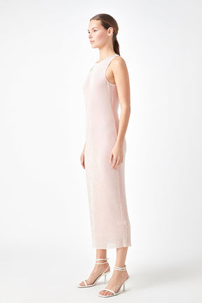 ENDLESS ROSE - Rhinestone Mesh Midi Dress - DRESSES available at Objectrare