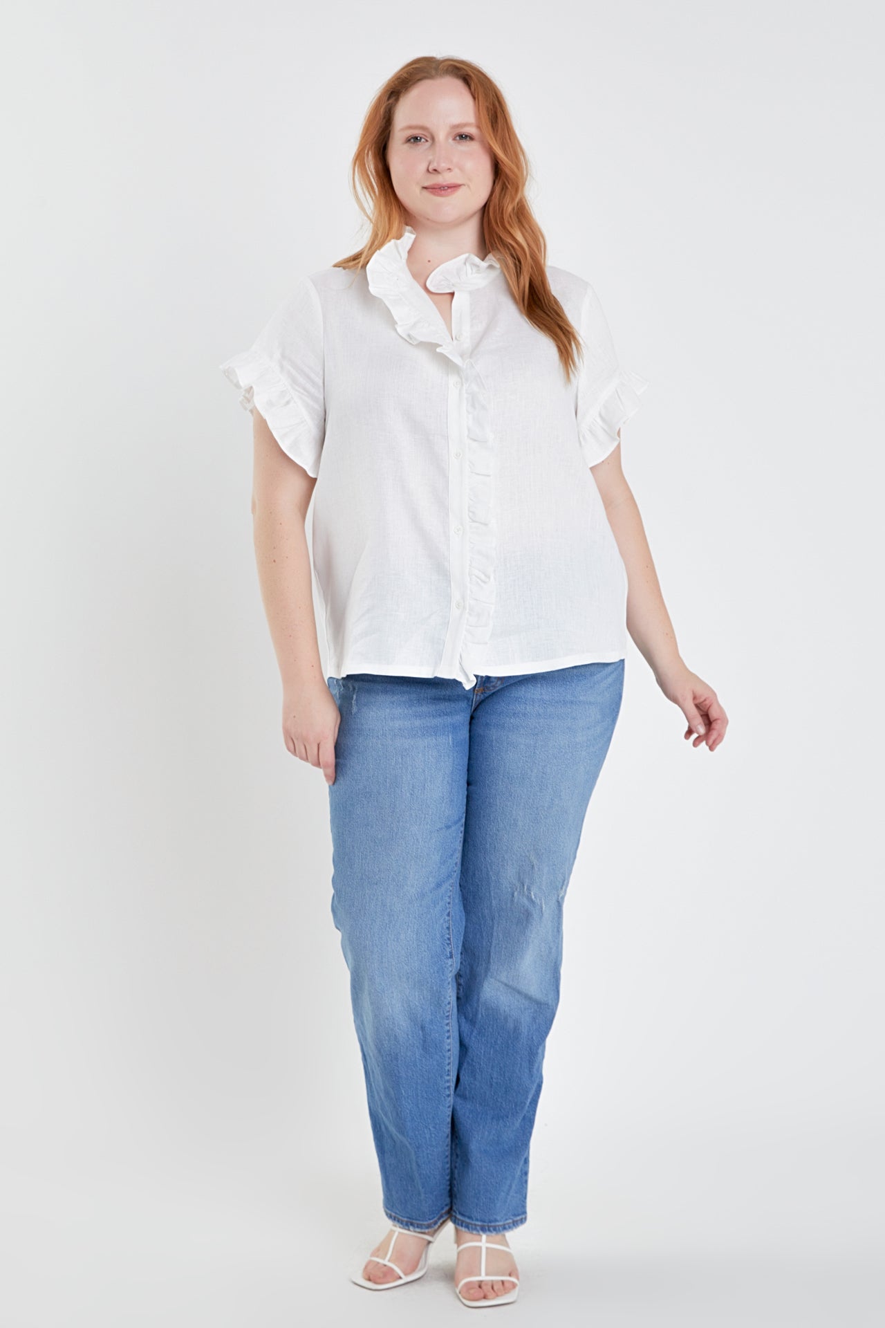 ENGLISH FACTORY - Linen Ruffle Shirt - TOPS available at Objectrare