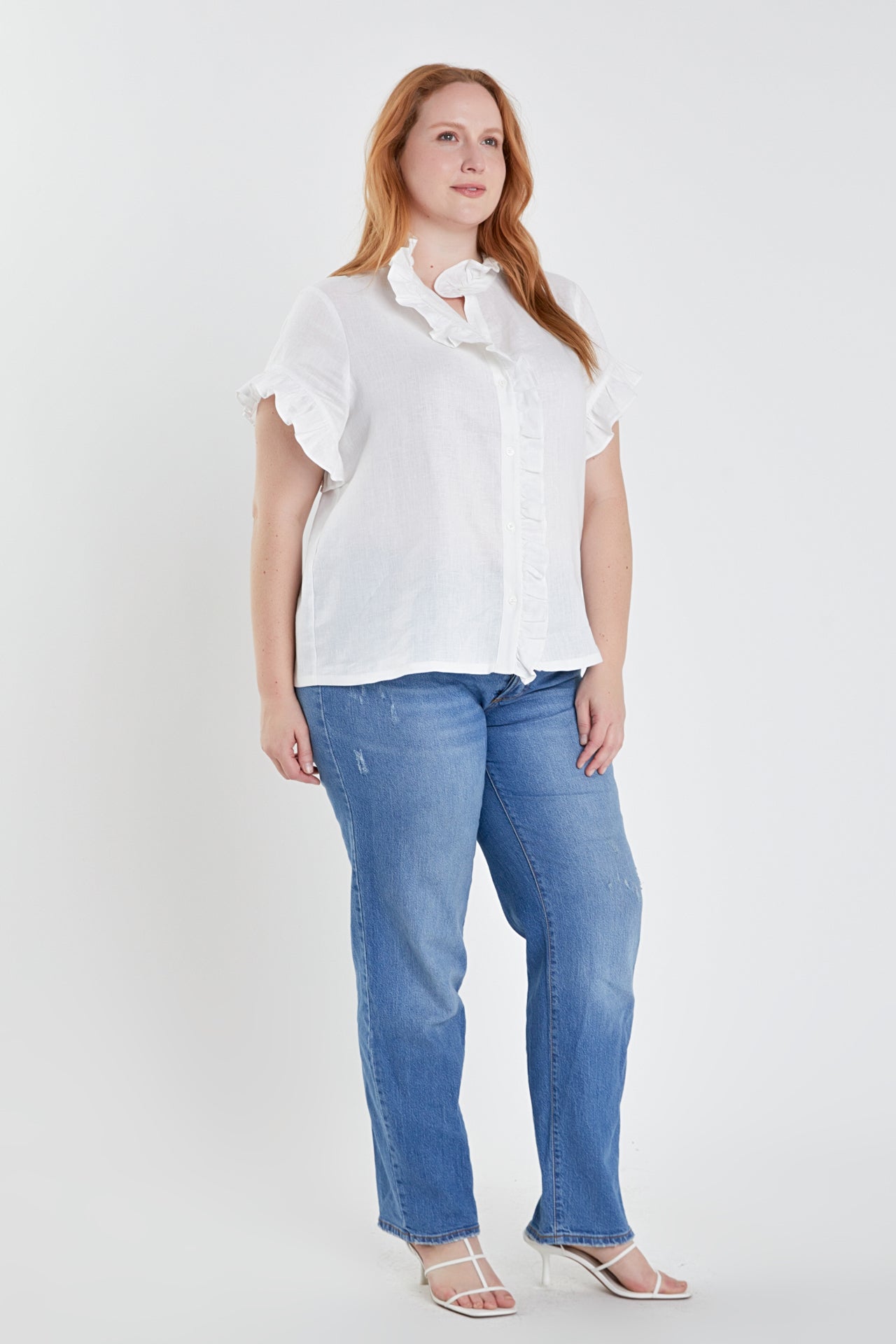 ENGLISH FACTORY - Linen Ruffle Shirt - TOPS available at Objectrare