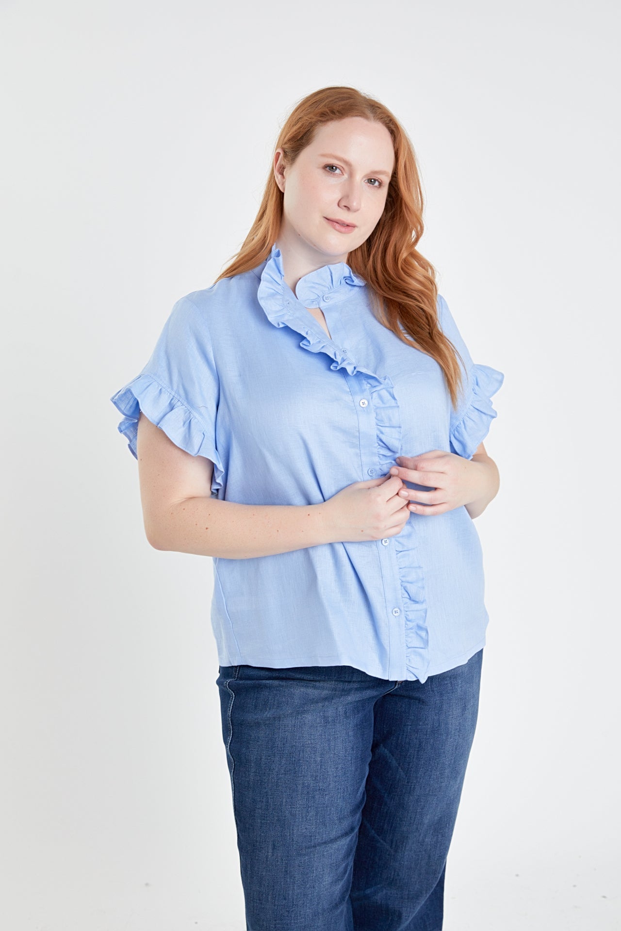 ENGLISH FACTORY - Linen Ruffle Shirt - TOPS available at Objectrare