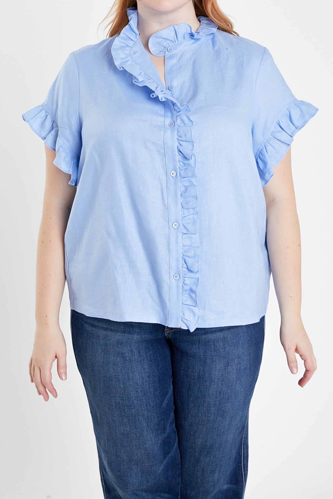 ENGLISH FACTORY - Linen Ruffle Shirt - TOPS available at Objectrare