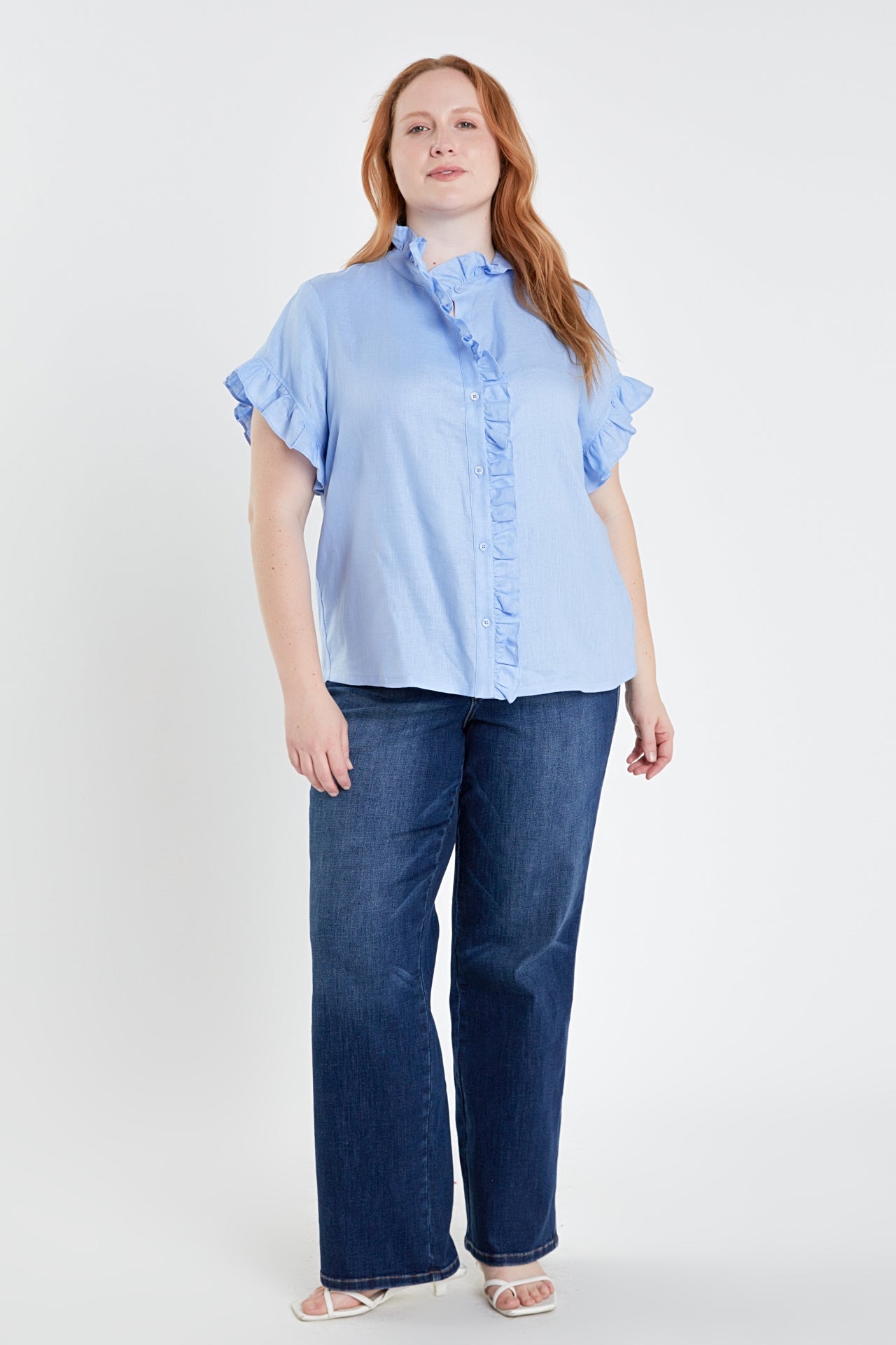 ENGLISH FACTORY - Linen Ruffle Shirt - TOPS available at Objectrare