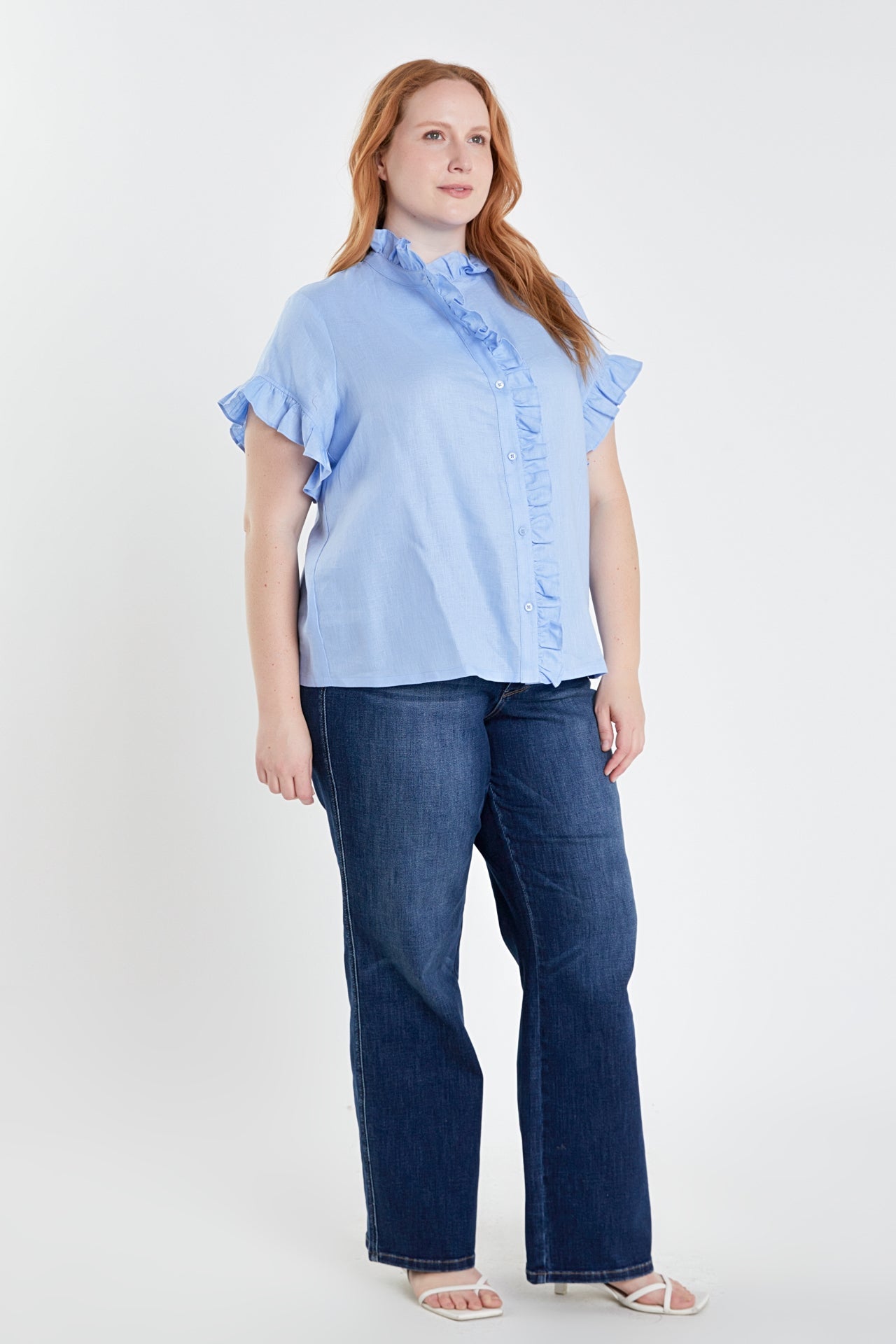 ENGLISH FACTORY - Linen Ruffle Shirt - TOPS available at Objectrare